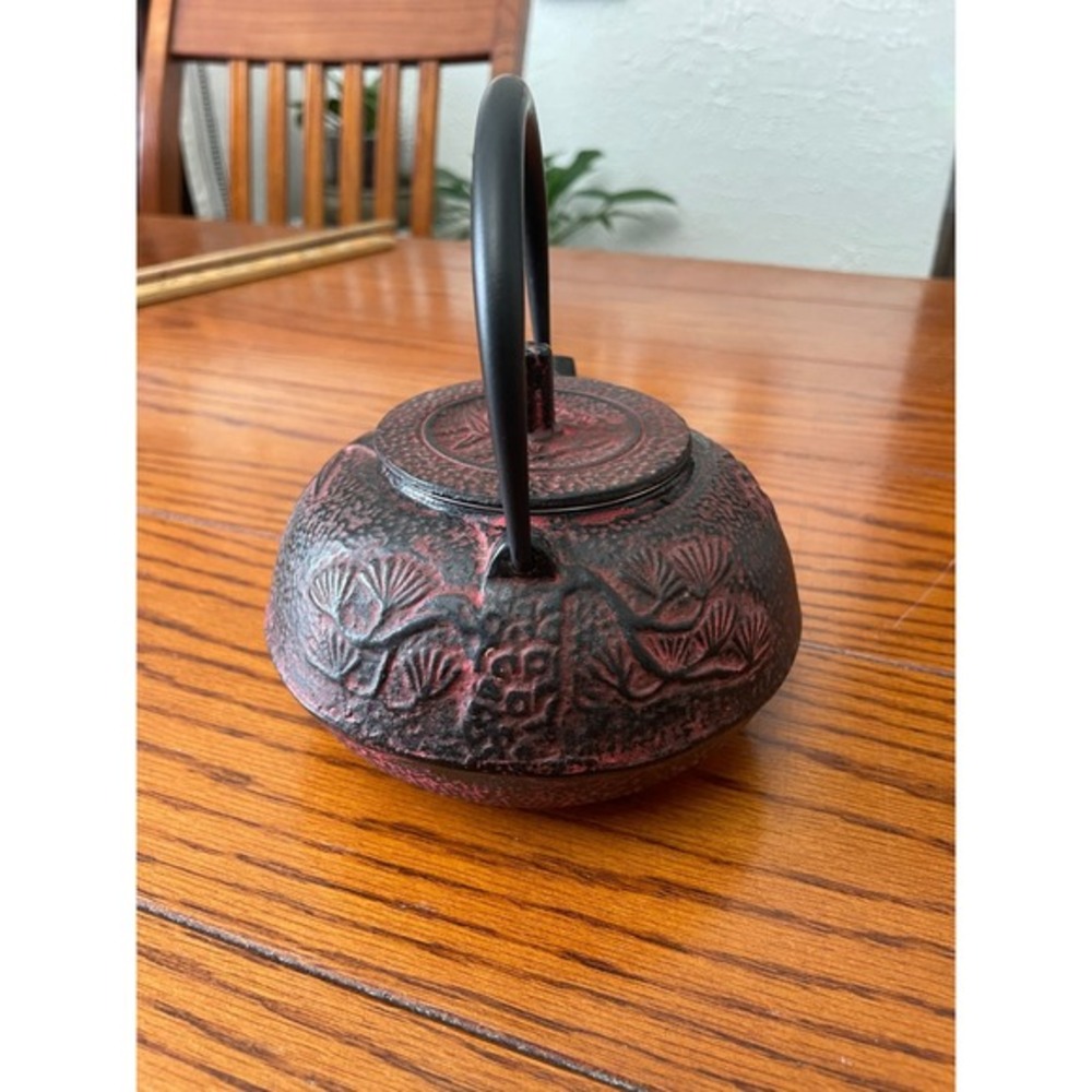 Cast Iron Tea Pot Loose Tea Strainer Japanese Tetsubin Teapot Red Black Bamboo - Picture 4 of 9